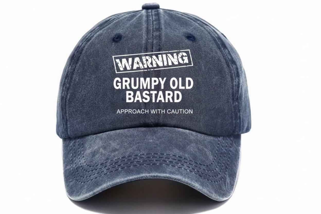 Funny Grumpy Old Bastard Baseball Cap. Denim Blue Adjustable - Free Delivery