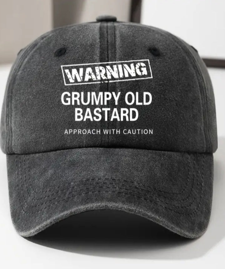 Black Grumpy Old Bastard Baseball Cap Denim Cotton Adjustable