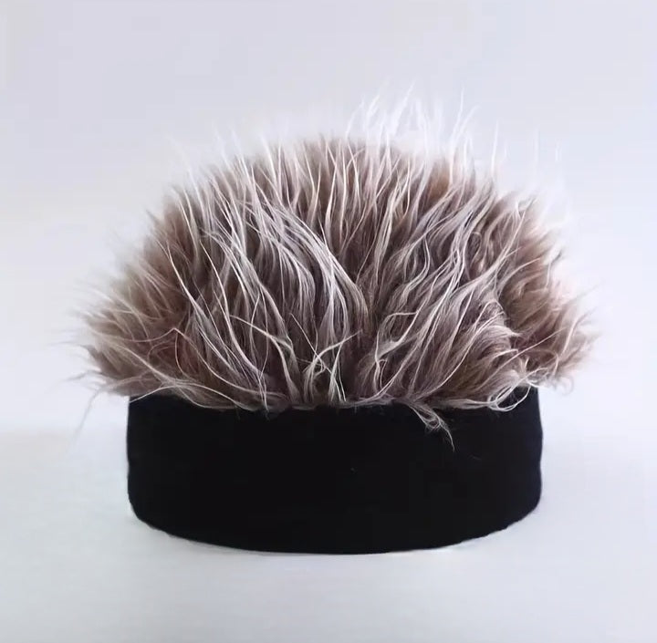 Novelty Hip Hop Beanie Hat Unisex Spiked Fake Hair Funny Retro Style - Spiky