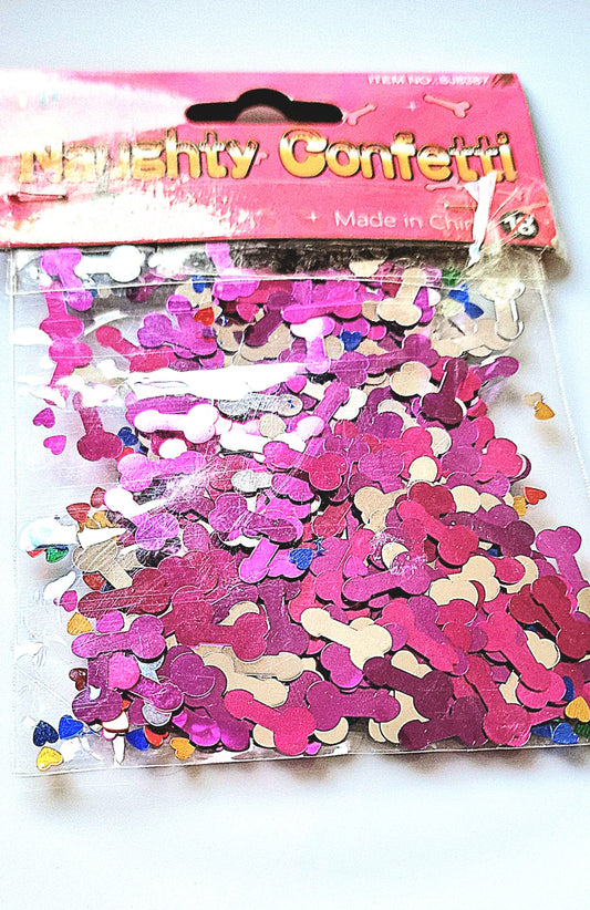 Hen Night, Naughty fun willy confetti,pack contains 500 pieces of assorted love hearts willys