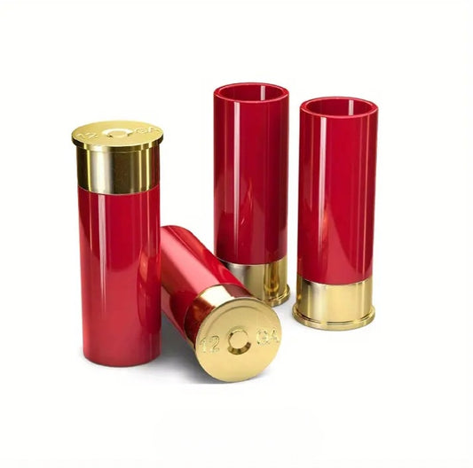 Shotgun Cartridge Shot Glasses Set of 4 - Strong Drink Cups Bar Drinking