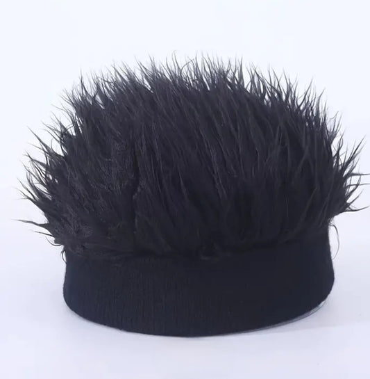 Novelty Hip Hop Beanie Hat Unisex Spiked Fake Hair Funny Retro Style - Spiky