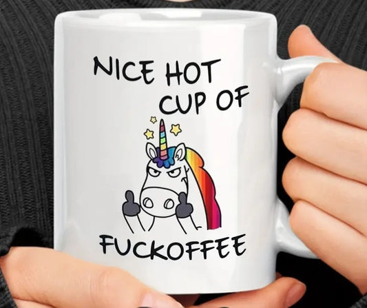 Novelty Coffee Mug. Nice Hot Cup Of Fukoffee Design Hilarious Gift For Him Or Her