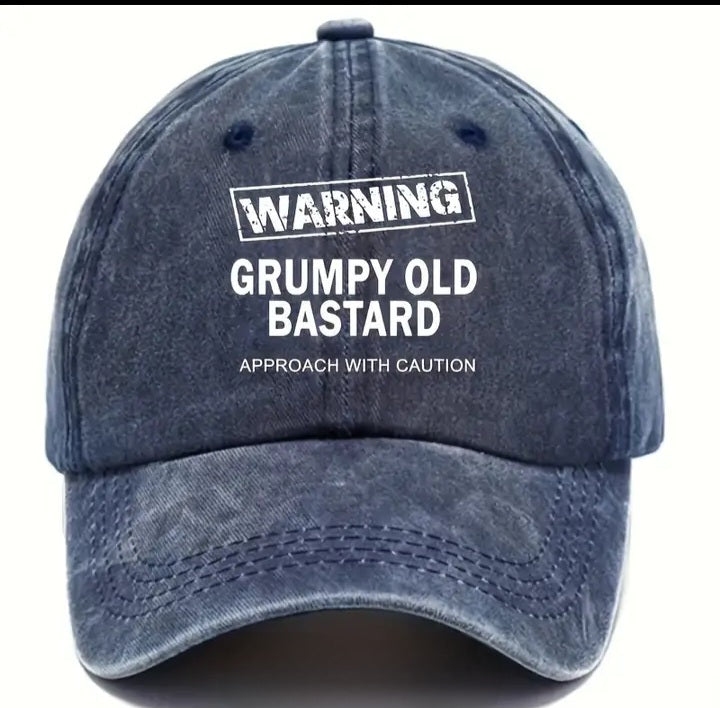 Grumpy Old Man Baseball Cap. Denim Blue Adjustable - Free Delivery