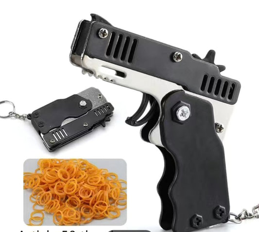 Mini Metal Folding Rubber Band Toy Gun loadsdiscount Free Delivery