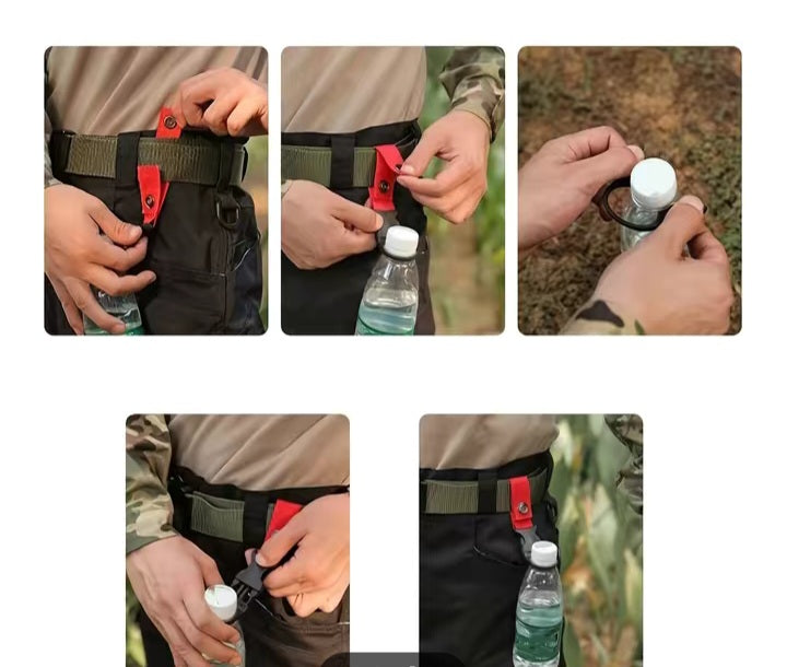 Water Soda Beer Bottle Carrier. Belt Strap Fitting Festival Hiking Drink Holder